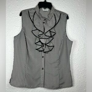 Tahari Arthur S. Levine Women’s sleeveless blouse Size M Black and White Top